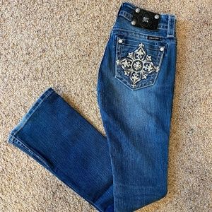 Miss Me rhinestone pockets boot cut jeans 25